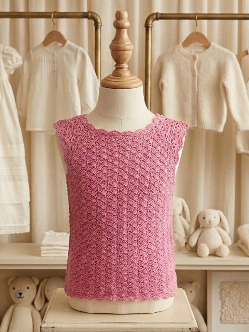 Toddler Crochet Pink Vest Size 4T